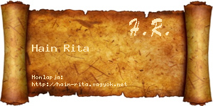 Hain Rita névjegykártya